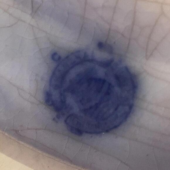 c1890's‎ W. H. GRINDLEY flow blue SHANGHAI Nice Condition. Wall Plate Attach  8” - Picture 2 of 9